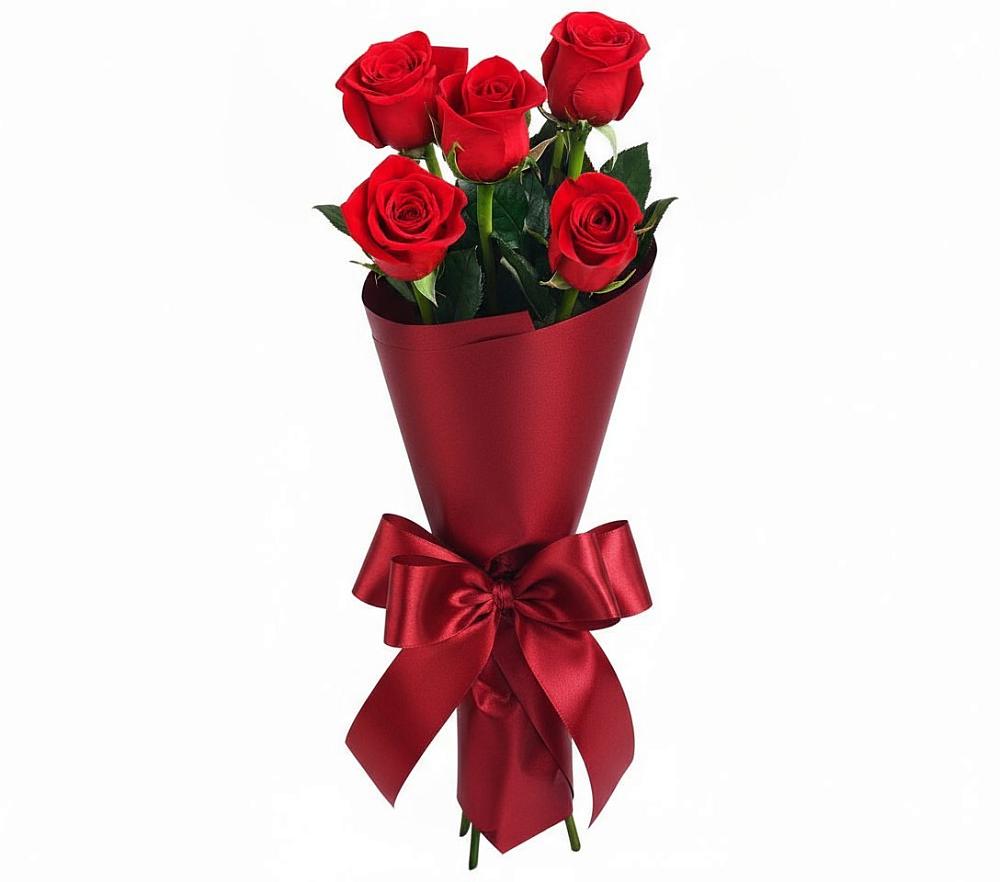 Букет 5 Красных роз Эдлесс Лав в Пузево
