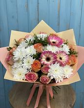 Букет цветов из:  Розы, Герберы и Хризантемы в Пузево