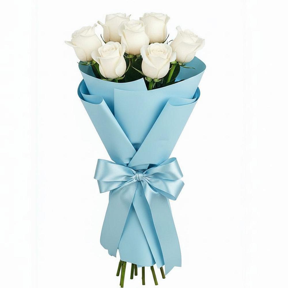 Букет 7 белых роз Проуд в Пузево