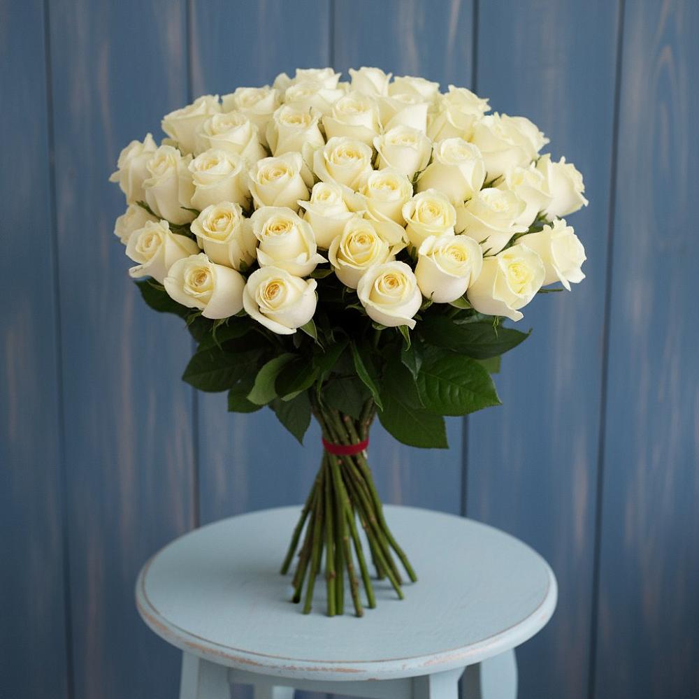 Букет 51 Белая роза Эдлесс Лав в Пузево