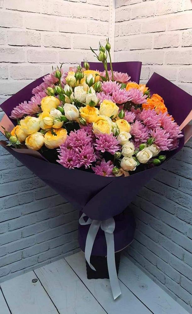 Букет цветов из: Хризантемы и Розы в Пузево