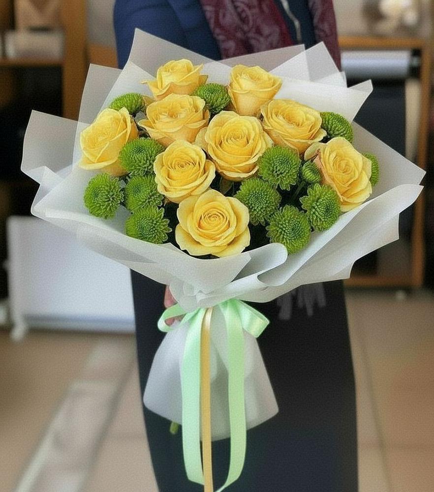 Букет цветов из: Хризантемы и Розы в Пузево