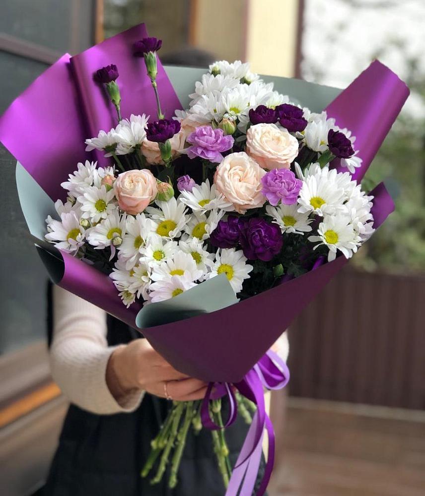 Букет цветов из: Хризантемы, Гвоздики и Розы в Пузево