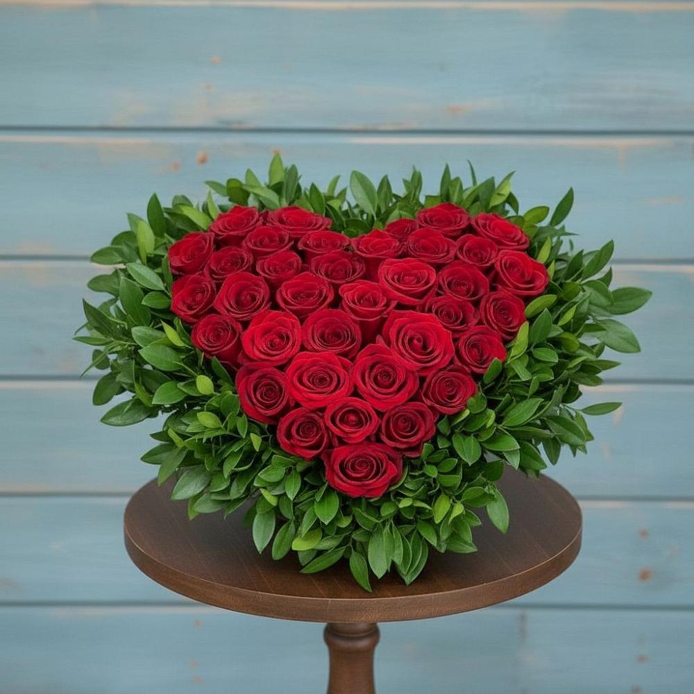 Цветочная композиция из Розы в виде сердца в Пузево