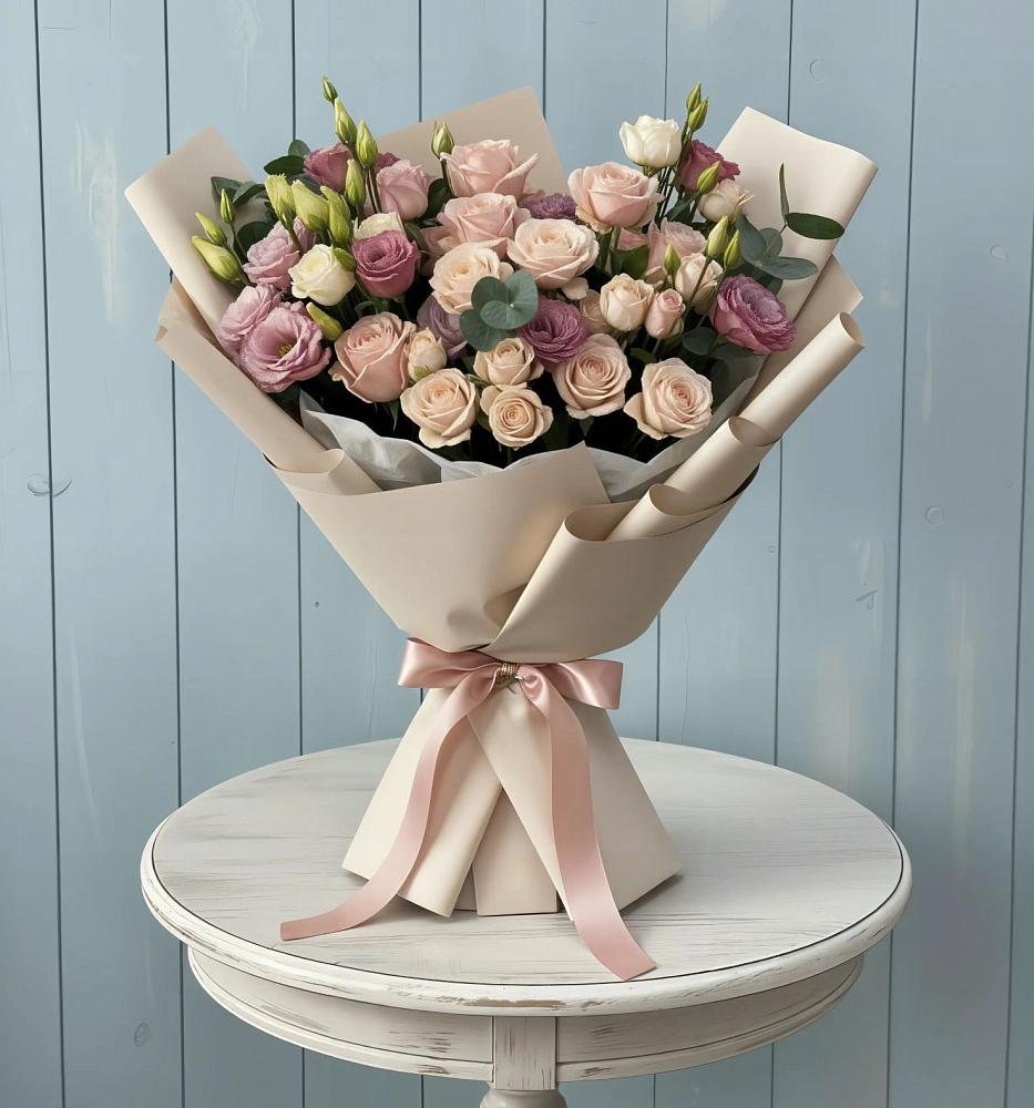 Букет цветов из: Розы и Лизиантусы в Пузево