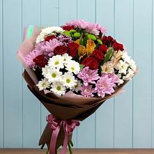 Букет цветов из:  Розы, Хризантемы и Альстромерии в Пузево