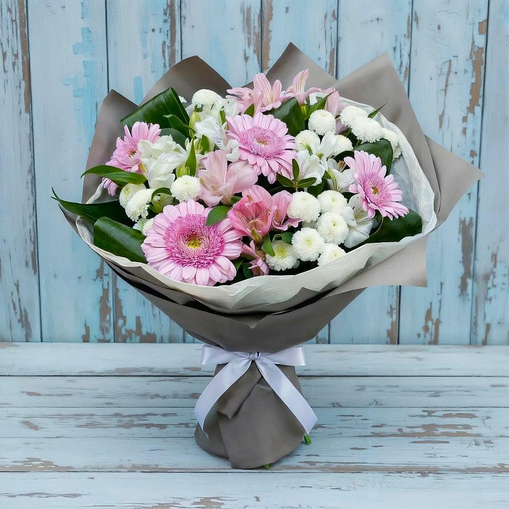 Букет цветов из: Герберы, Альстромерии и Хризантемы в Пузево
