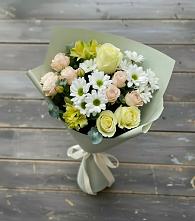 Букет цветов из:  Альстромерии, Розы и Хризантемы в Пузево