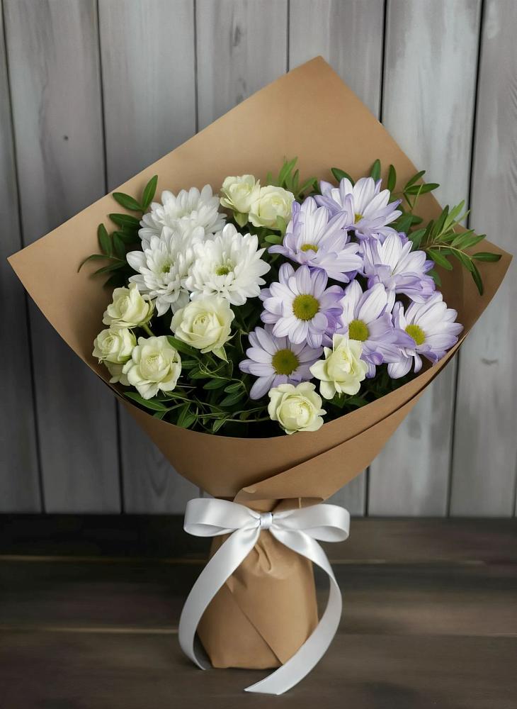 Букет цветов из: Хризантемы и Розы в Пузево